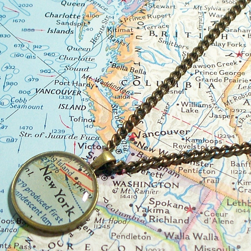 New York, New York 1953 Map Necklace