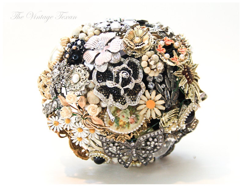 Deposit on a Black, White, Silver and Gold Themed Vintage Brooch Bouquet Deposit