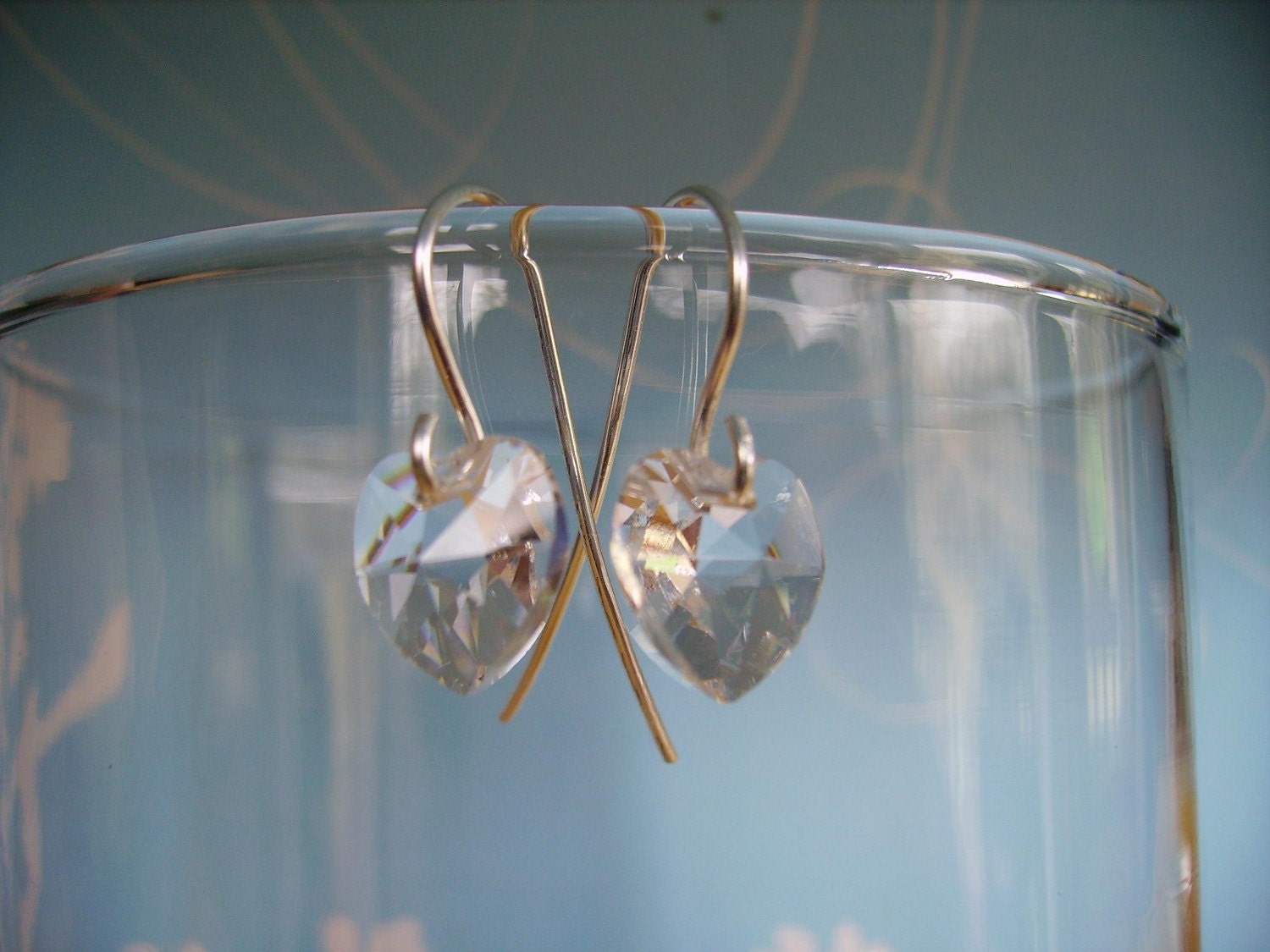 Crystal Heart Silver Earrings