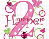 Birthday Girl Iron on Transfer - Butterflies and Ladybugs