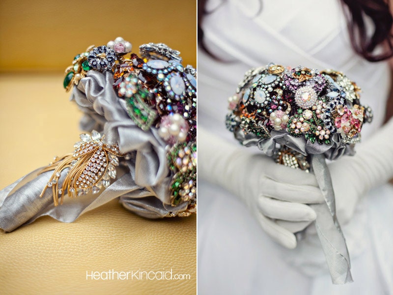 CUSTOM Wedding Jewelry Brooch Bouquet - to fit your colors, style & budget OOAK, vintage, bridal bouquet