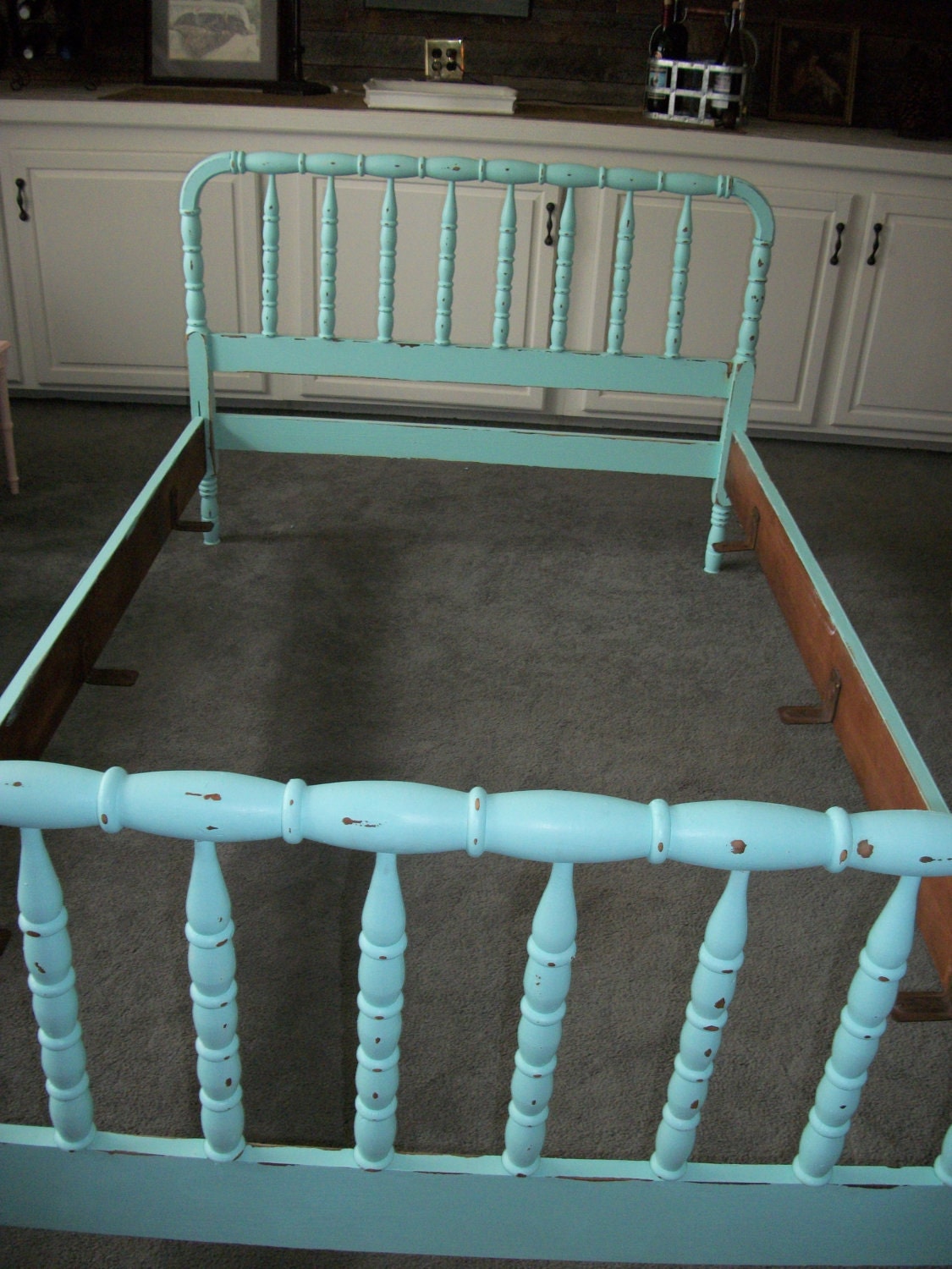 RESERVED FOR SASHA / Antique Distressed Spindle Bed