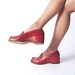 SALE // Rare Deadstock NOS Vintage 1940s WWII Cherry Red Dance She Oxfords Wedge Wedgie Pump with Perforated Upper