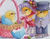 Easter Animal Print Baby Chicks Art  Ferdinand and Nina Janet Zeh