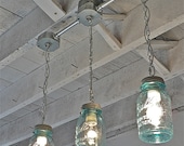 Handcrafted Blue Mason Jar 3-Light Track-light
