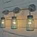 RESERVED - 3 Handcrafted Blue Green Vintage Mason Three Jar Sconce Lights