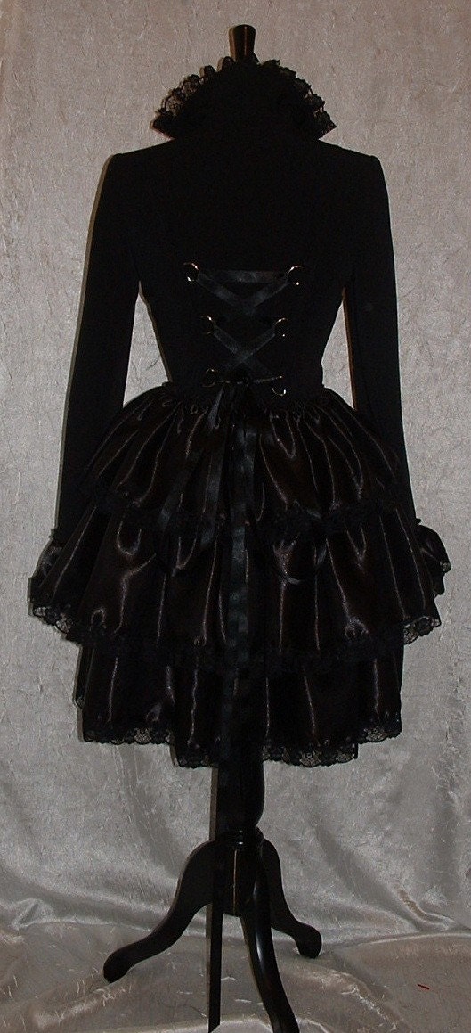 womens coat jacket black goth fantasy fest victorian steam punk rockabilly burlesque bustle coat corset jacket  US size 8 10 12 14 16 - darkestdreams