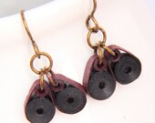 50% off SALE Circle Earrings Black and Burgundy Niobium Earrings - Paper Quilled Eco Friendly Jewelry Artisan Jewelry