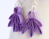 Eco Friendly Earrings Purple Lotus Handmade by Paper Quilling Artisan Jewelry