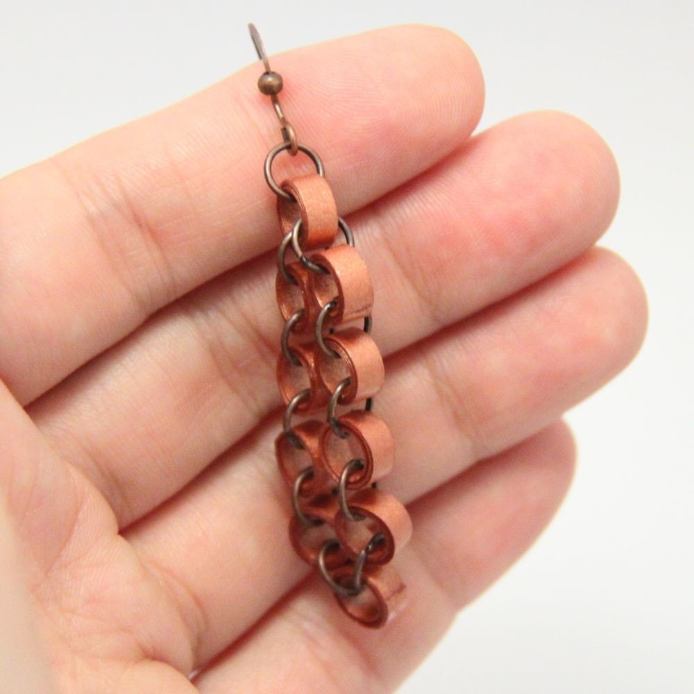 Metallic copper chain earrings - handmade by paper quilling Eco Friendly Fashion Jewelry, Artisan Jewelry