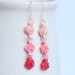 Tiny Pink Rose Chain Sterling Silver Earrings Handmade by Paper Quilling Eco Friendly Jewelry, Artisan Jewelry
