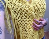 Yellow Crochet Triangle Shawl very soft and feminine