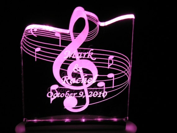 Music Wedding/Birthday Cake Topper - Engraved & Personalized