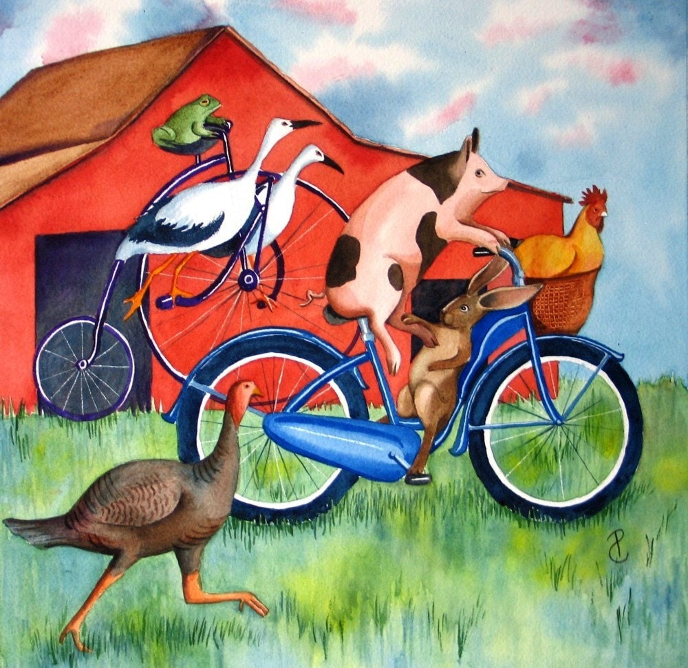 Farm Animal Bicycle Race Card