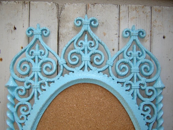 On Hold for Smaranda  - Ornate frame memo bulletin board  Aqua turquoise blue