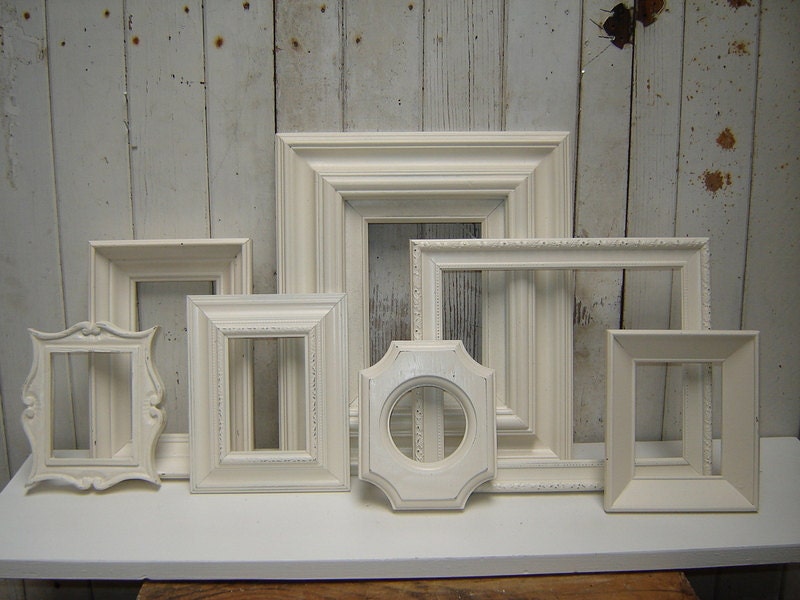 Painted frame collection set of 7 white picture frames - french country city
