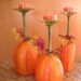 Pumpkin Patch Wine Glass Candle Stand Set of 3