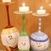Wine Glass Snowmen Candle Holders Set of 3