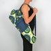 Yoga Mat Bag in Retro Green and Blue Mandalas with a Zipper Pocket