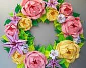 Baby Pink and Yellow Rose Origami Wreath