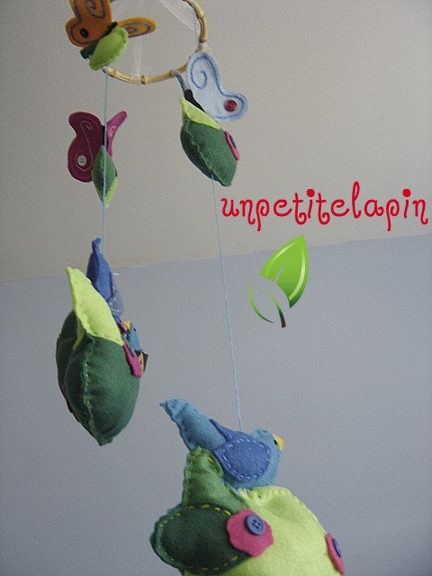 Whimsical Woodland Birds and Butterfly Baby Crib Mobile Nursery Decor