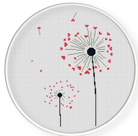 INSTANT DOWNLOAD,Free shipping,Cross stitch pattern, PDF,heart dandelion,ZXXC0276