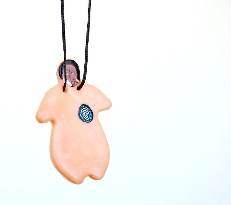 Man polymer clay pendant- Ready to ship