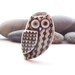 Owl Pin Brooch Handmade Porcelain Warm Grey Glazed