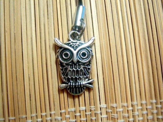 Silver Owl Cell Phone Charm