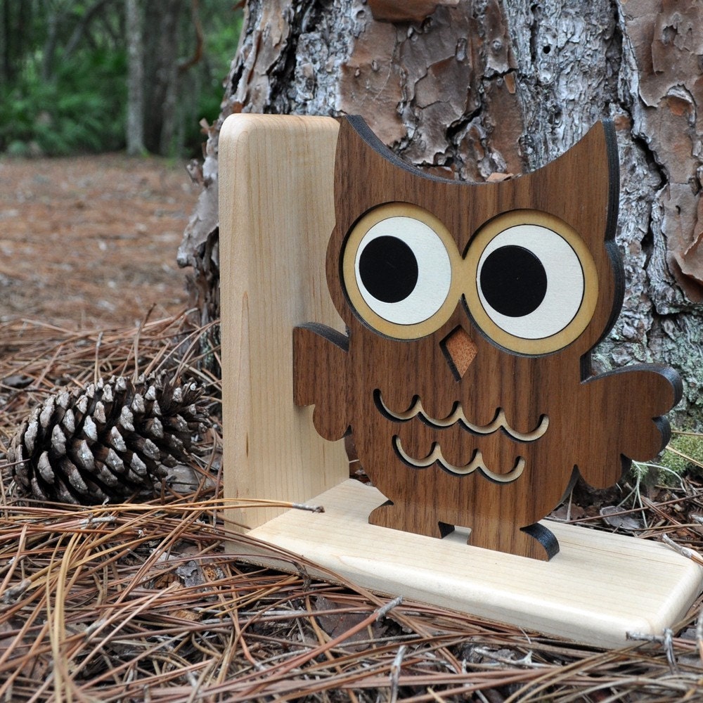 Wood Owl Bookend: Heirloom Kids Baby Nursery Children