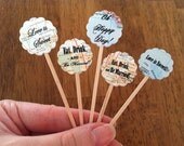 Vintage world atlas/map cupcake topper - set of 10 picks