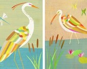 Colorful Crane Print Set