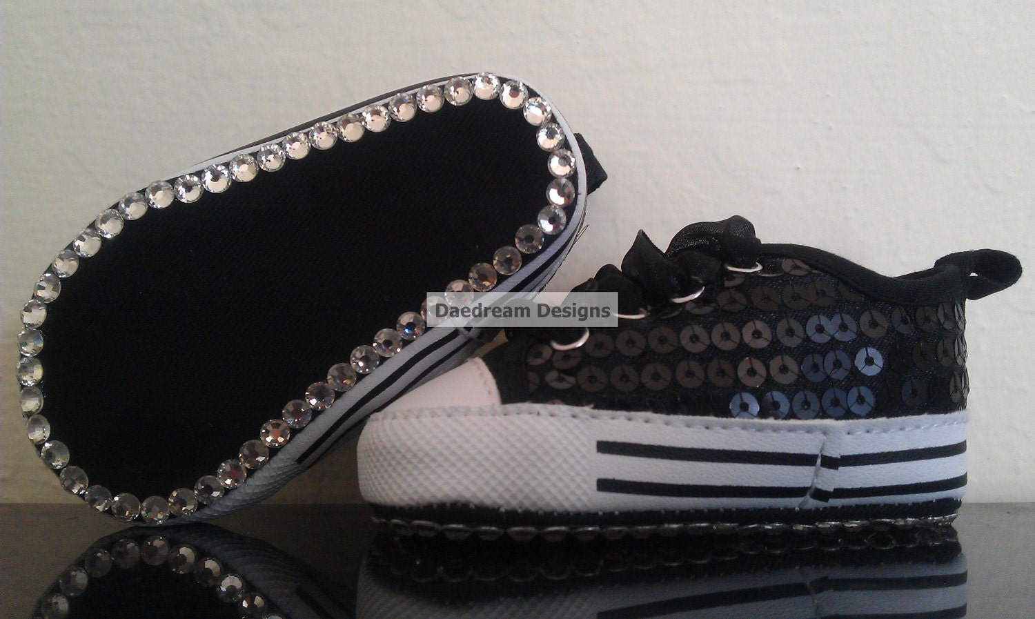 Austrian Crystal Customized with Intials or DOB Baby Sneakers