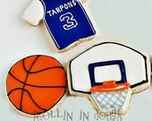 Basketball Cookie Favors  Basketball, Backboard, Jersey - 6 Favors