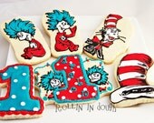 Dr. Seuss Cat in the Hat Cookies - 6 Cookie Favors