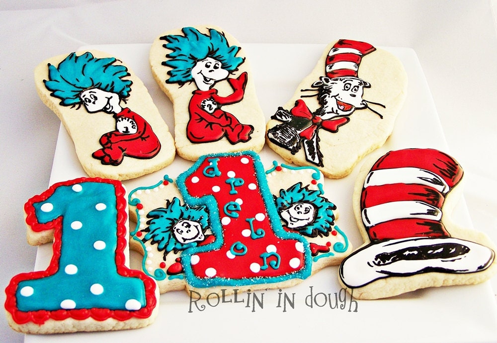 Dr. Seuss Cat in the Hat Cookies - 6 Cookie Favors