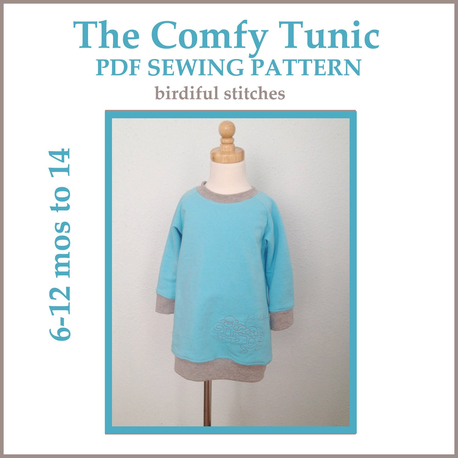 INSTANT DOWNLOAD pdf dress pattern The Comfy Tunic PDF pattern
