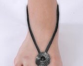 Elegant black and silver Barefoot sandals