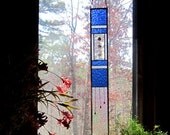 Gift Stained Glass Window suncatcher HOME DECOR stained glass panel Window Treatment colbalt blue