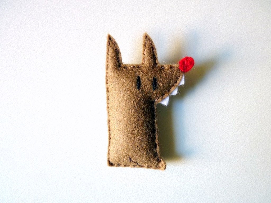 Little Wolf felt brooch - Little Red Riding Hood tale character