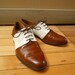 S A L E - Two Tone Leather Oxfords - Chestnut Brown and White