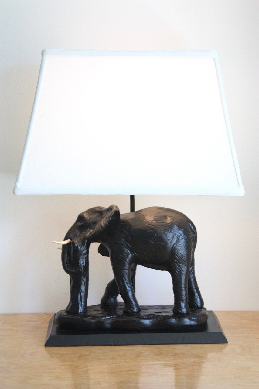 Vintage Ceramic Elephant Table Lamp by estateeclectic on Etsy