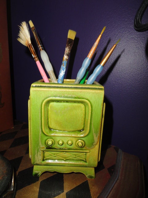 Vintage TV Planter Pencil caddy holder vintage decoration
