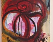 Original Abstract Flower Large Painting Textured Impasto Fine Art
