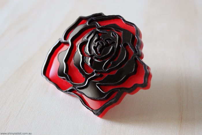 Rose Tattoo Red and Black Brooch Romance