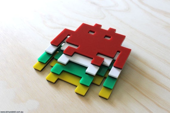 Invader Dudes from Outer Space Acrylic Coasters