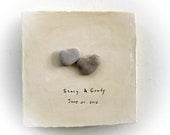 Unique Personalized Wedding Gift - wedding frame -  genuine Heart shaped Beach stones rocks
