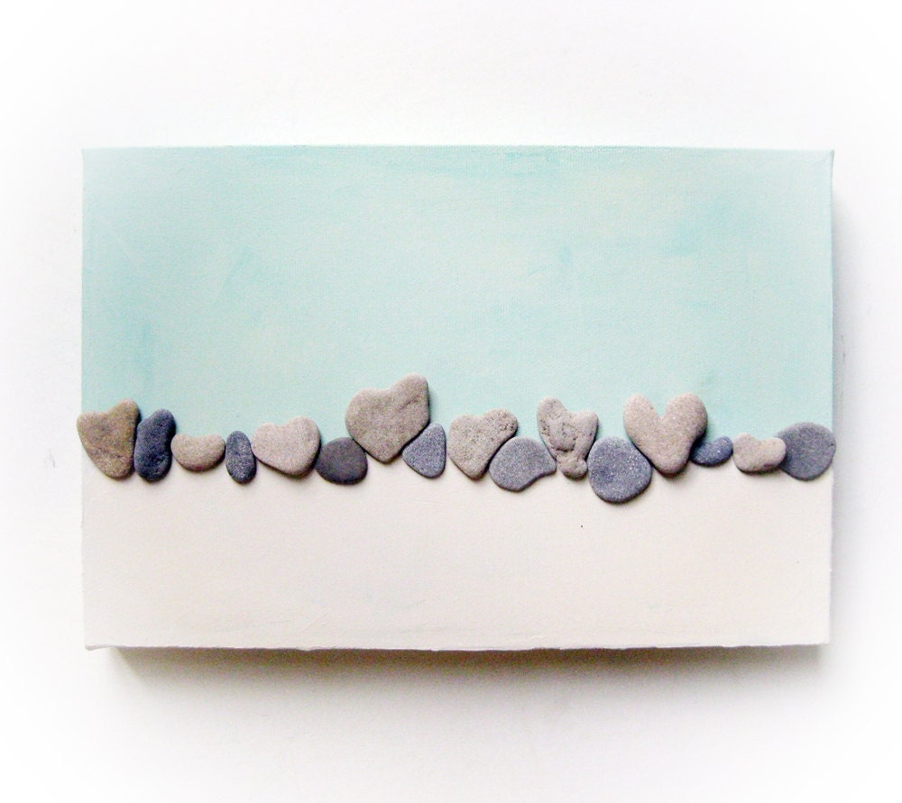 One Of A Kind Unique Wedding Gift - 3D Art Wall decoration - genuine Heart shaped Beach rocks