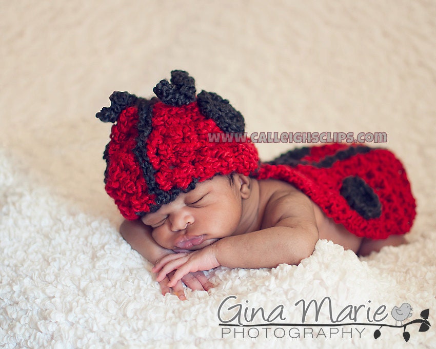 Instant Download Crochet Pattern No. 5  Ladybug - Cuddle Critter Cape Set  - Newborn Photography Prop