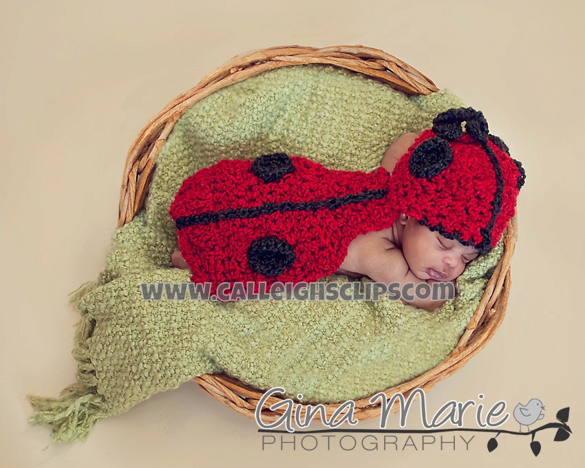 Instant Download Crochet Pattern No.5 Ladybug - Cuddle Critter Cape Set - Newborn Photography Prop